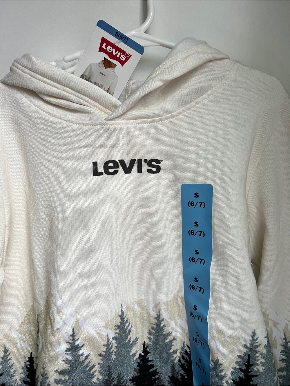 Levi's Cream, Gray & Black Kids Hoodie with Forest Silhouette
